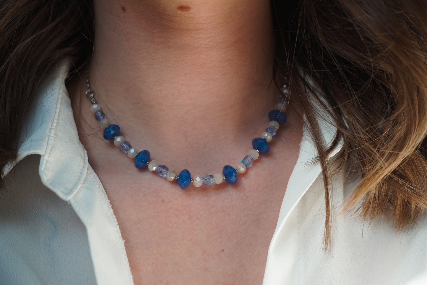 Collier Upcyclé bleu