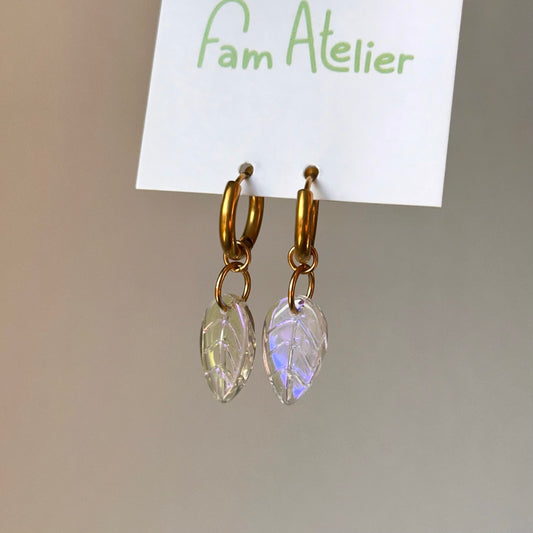 Breloques Feuille nacrée - sans créoles