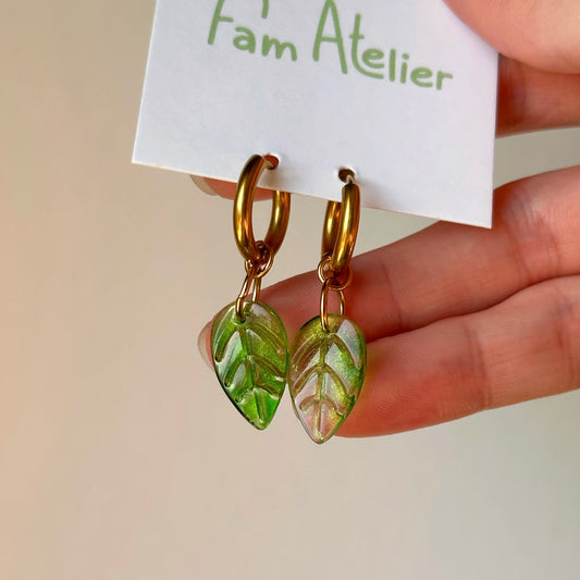 Breloques Feuille verte - sans créoles