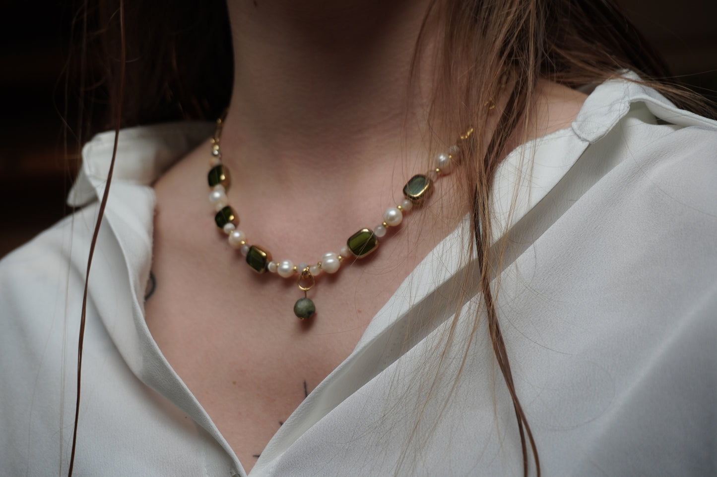Collier Coeur de Serpentine