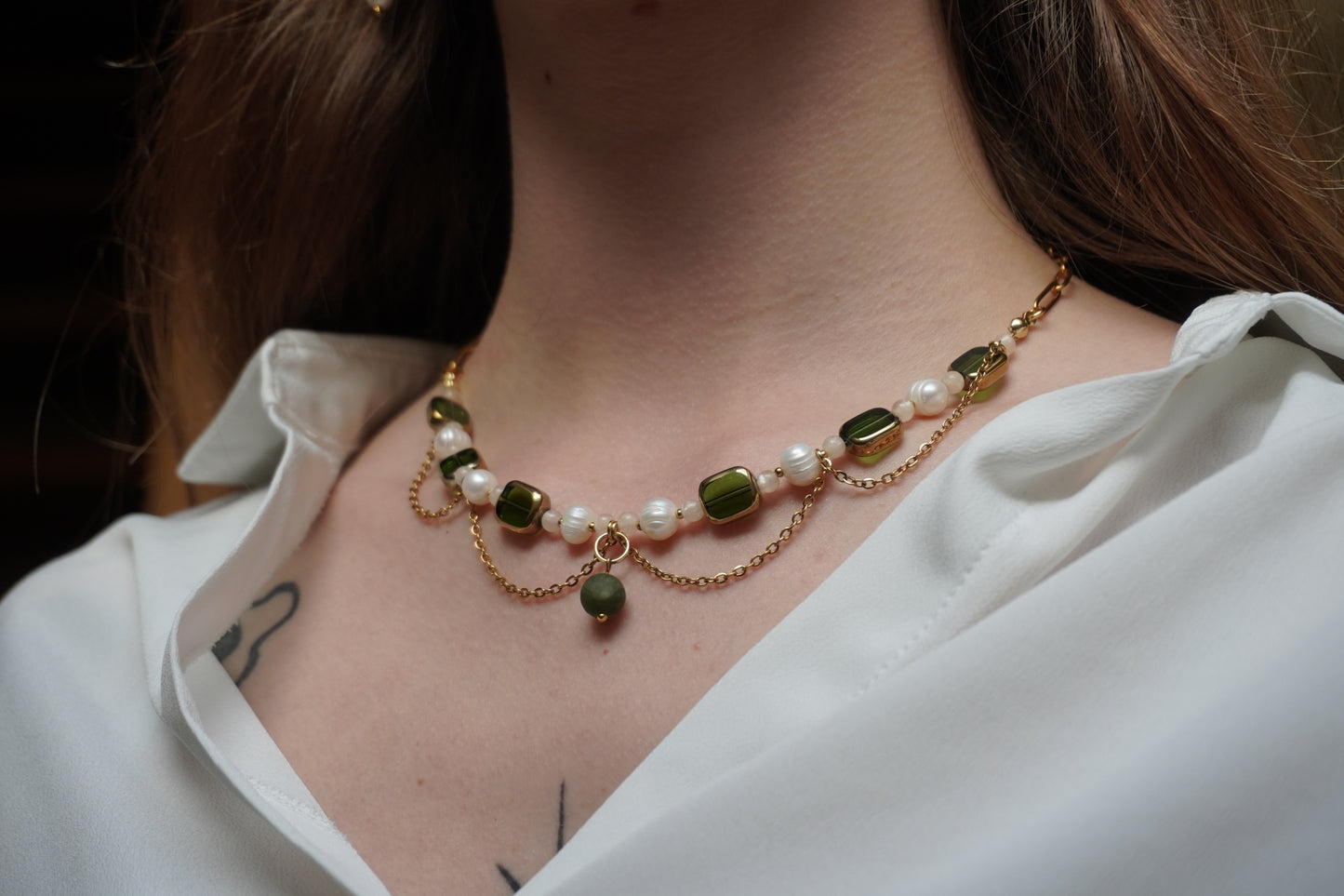 Collier Coeur de Serpentine