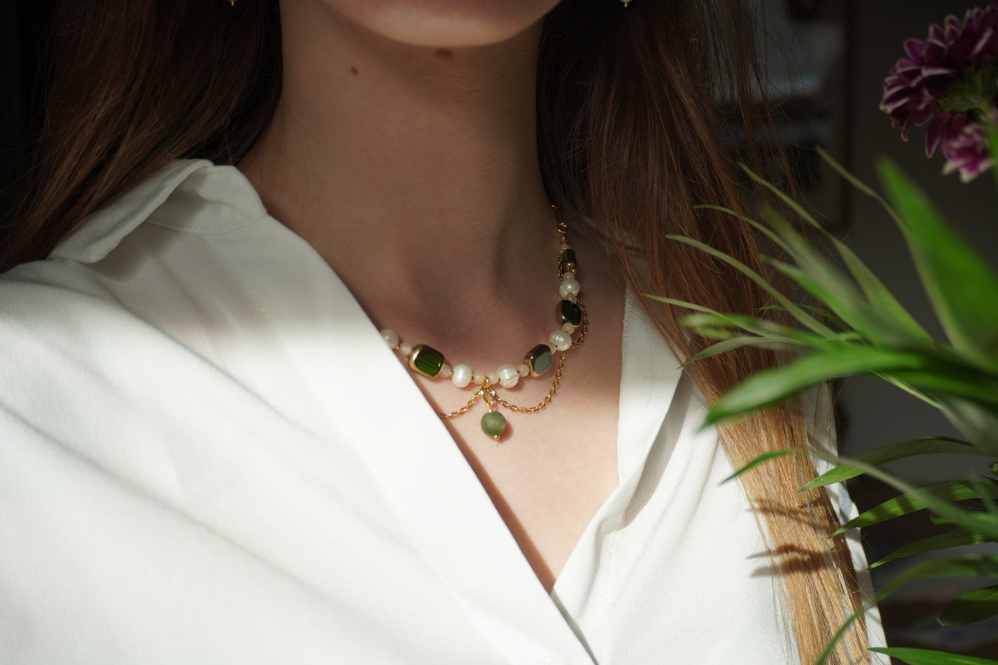 Collier Coeur de Serpentine