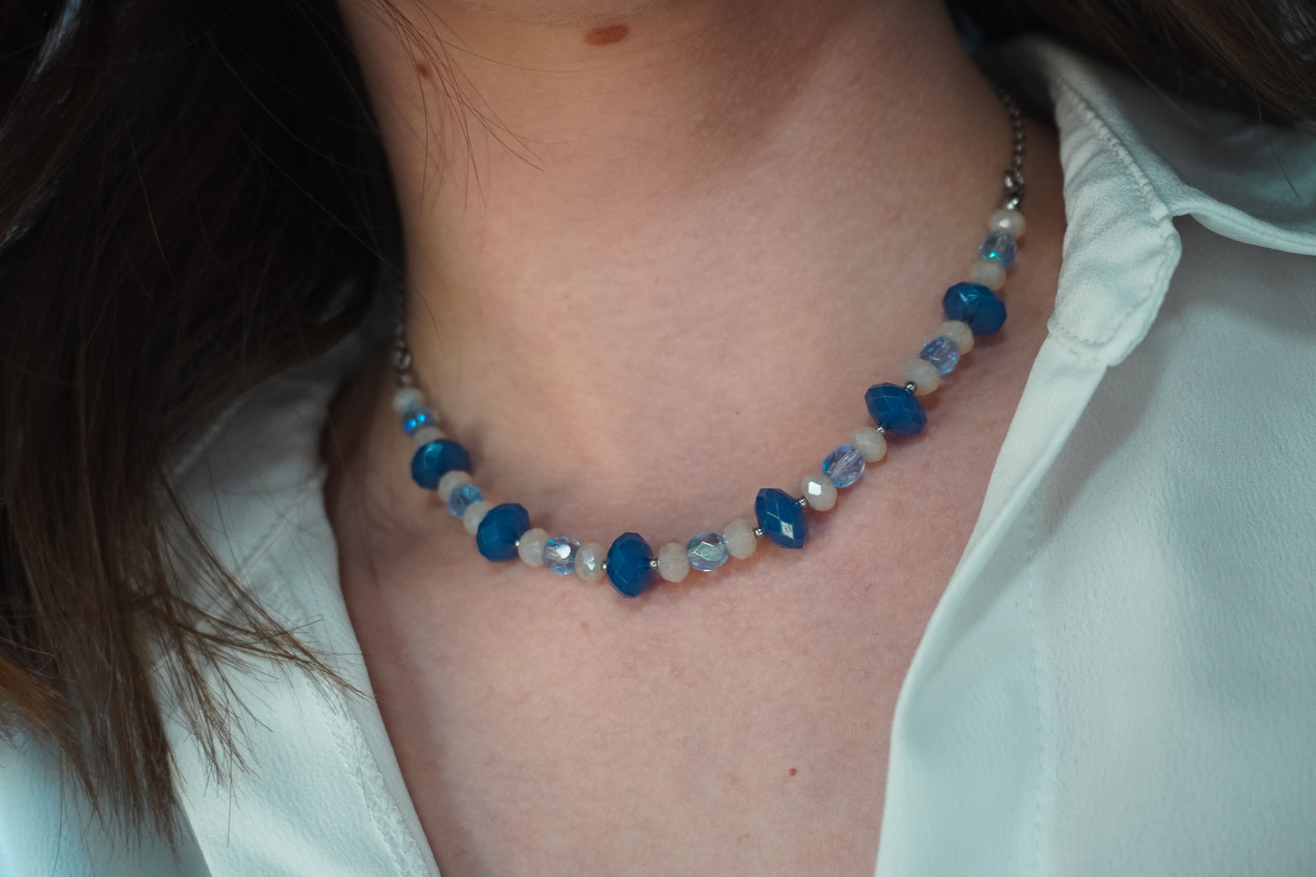 Collier Upcyclé bleu
